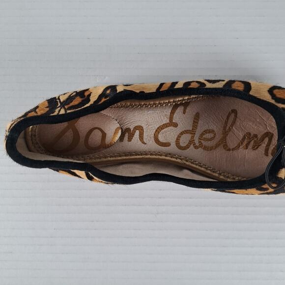 Sam Edelman Felicia Ballet Flats Womens 8 Black Leopard Print Calf Hair Shoes - Picture 2 of 15